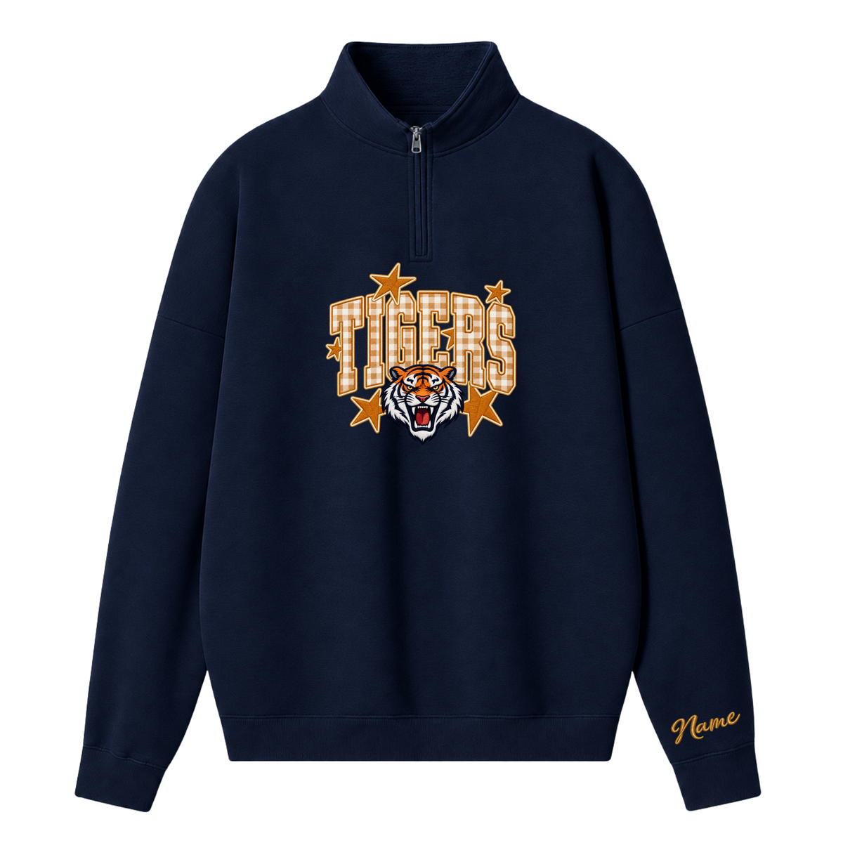 Chaotic Club Gingham Embroided Custom Game Day Mascot Head Quarter Zip Sweatshirt