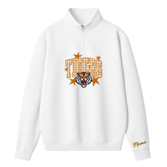 Chaotic Club Gingham Embroided Custom Game Day Mascot Head Quarter Zip Sweatshirt