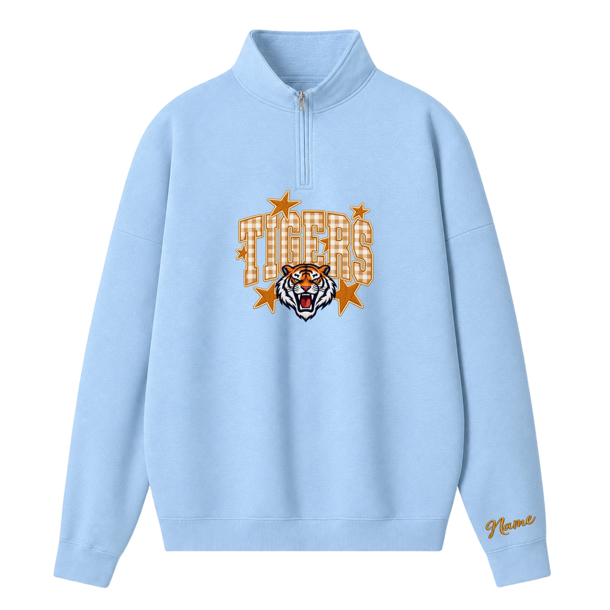 Chaotic Club Gingham Embroided Custom Game Day Mascot Head Quarter Zip Sweatshirt