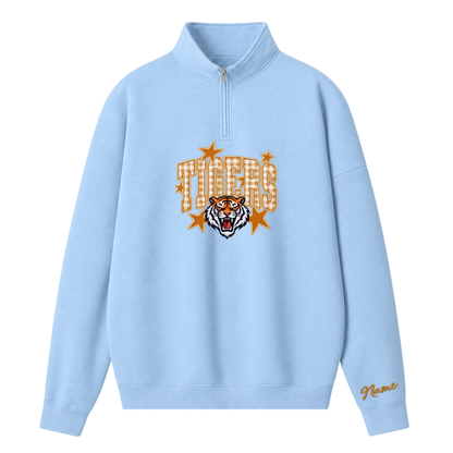 Chaotic Club Gingham Embroided Custom Game Day Mascot Head Quarter Zip Sweatshirt