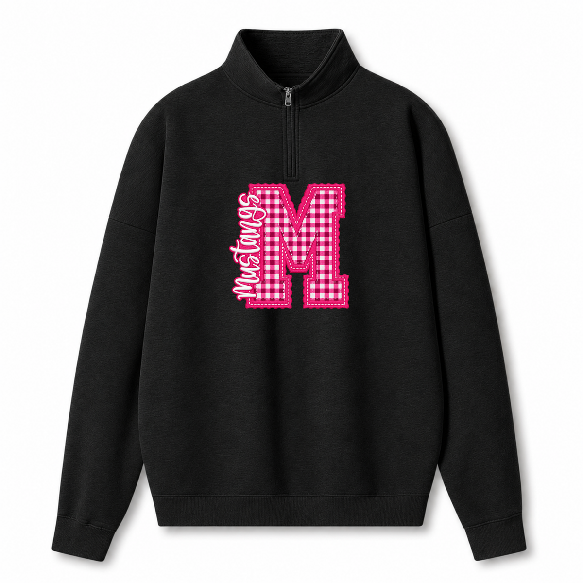 Chaotic Club Gingham Embroided Custom Preppy Game Day Quarter Zip Sweatshirt