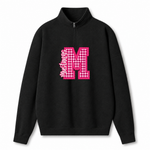 Chaotic Club Gingham Embroided Custom Preppy Game Day Quarter Zip Sweatshirt