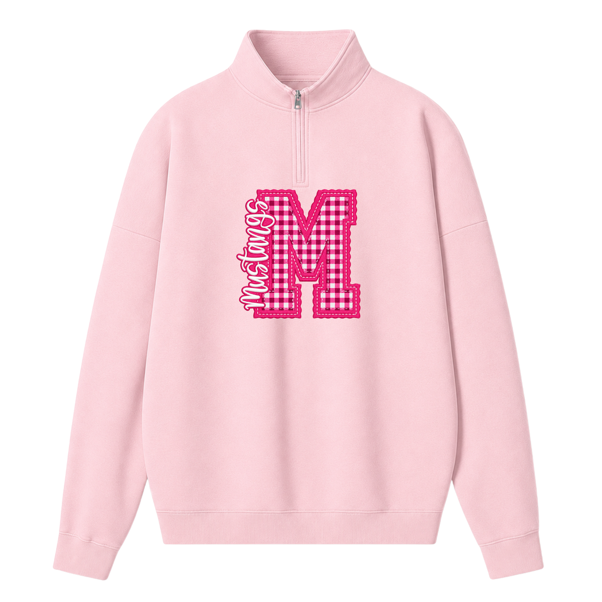 Chaotic Club Gingham Embroided Custom Preppy Game Day Quarter Zip Sweatshirt