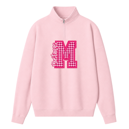 Chaotic Club Gingham Embroided Custom Preppy Game Day Quarter Zip Sweatshirt