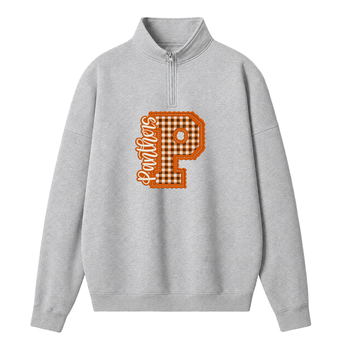 Chaotic Club Gingham Embroided Custom Preppy Game Day Quarter Zip Sweatshirt