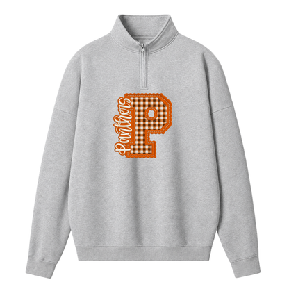 Chaotic Club Gingham Embroided Custom Preppy Game Day Quarter Zip Sweatshirt