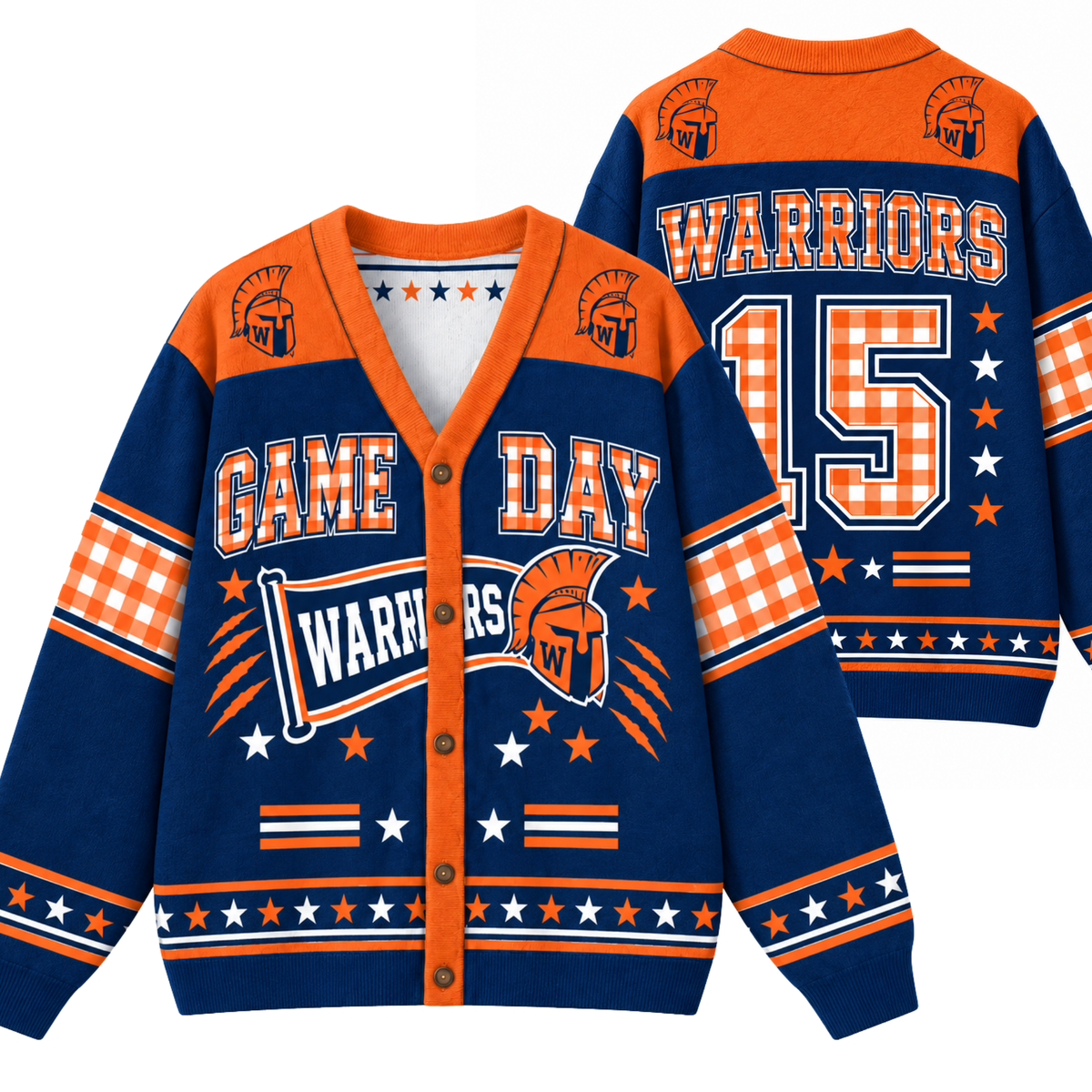 Chaotic Club Gingham Mascot Game Day Cardigan