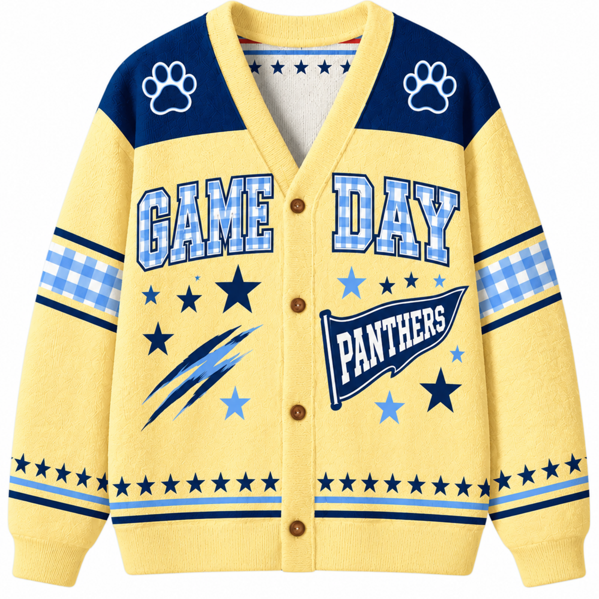 Chaotic Club Gingham Mascot Game Day Cardigan