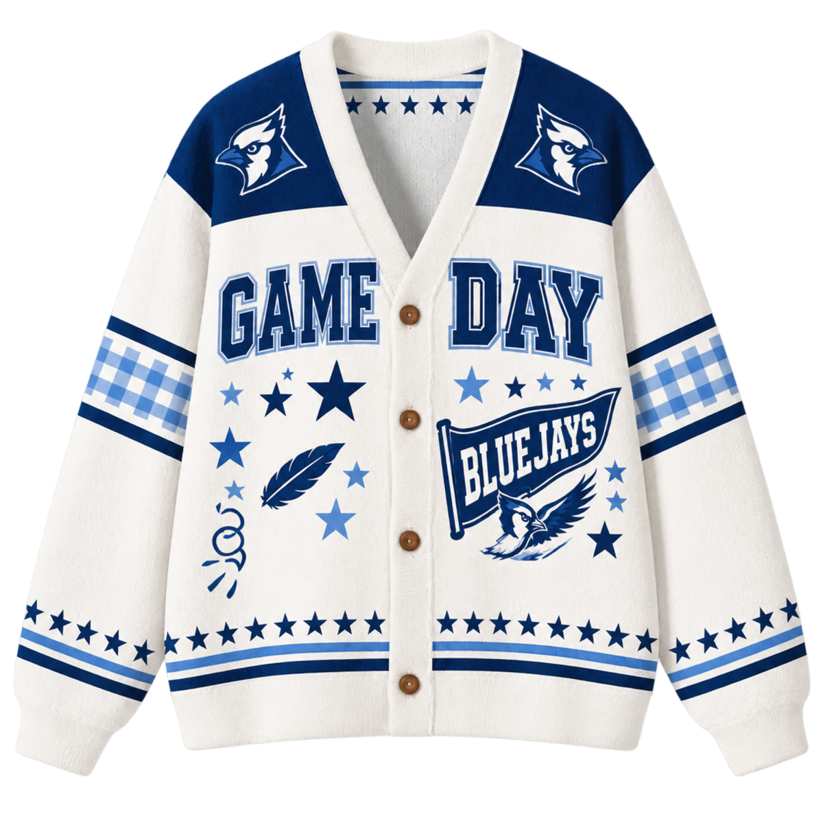 Chaotic Club Gingham Mascot Game Day Cardigan
