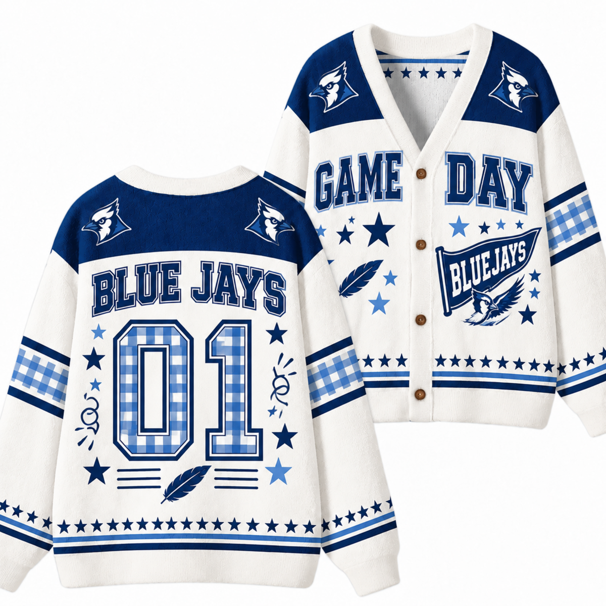 Chaotic Club Gingham Mascot Game Day Cardigan