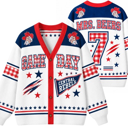 Chaotic Club Gingham Mascot Game Day Cardigan