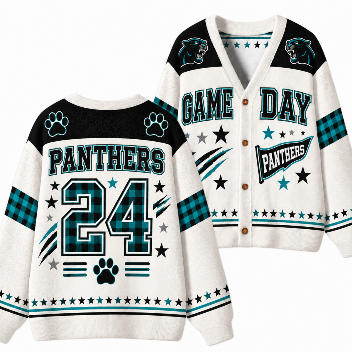 Chaotic Club Gingham Mascot Game Day Cardigan