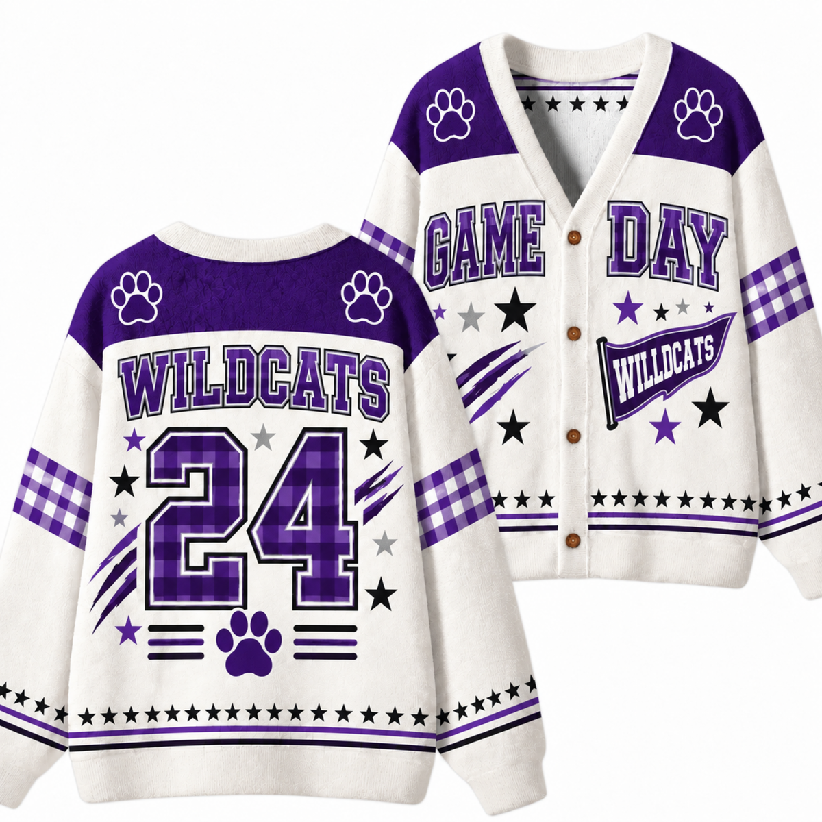 Chaotic Club Gingham Mascot Game Day Cardigan