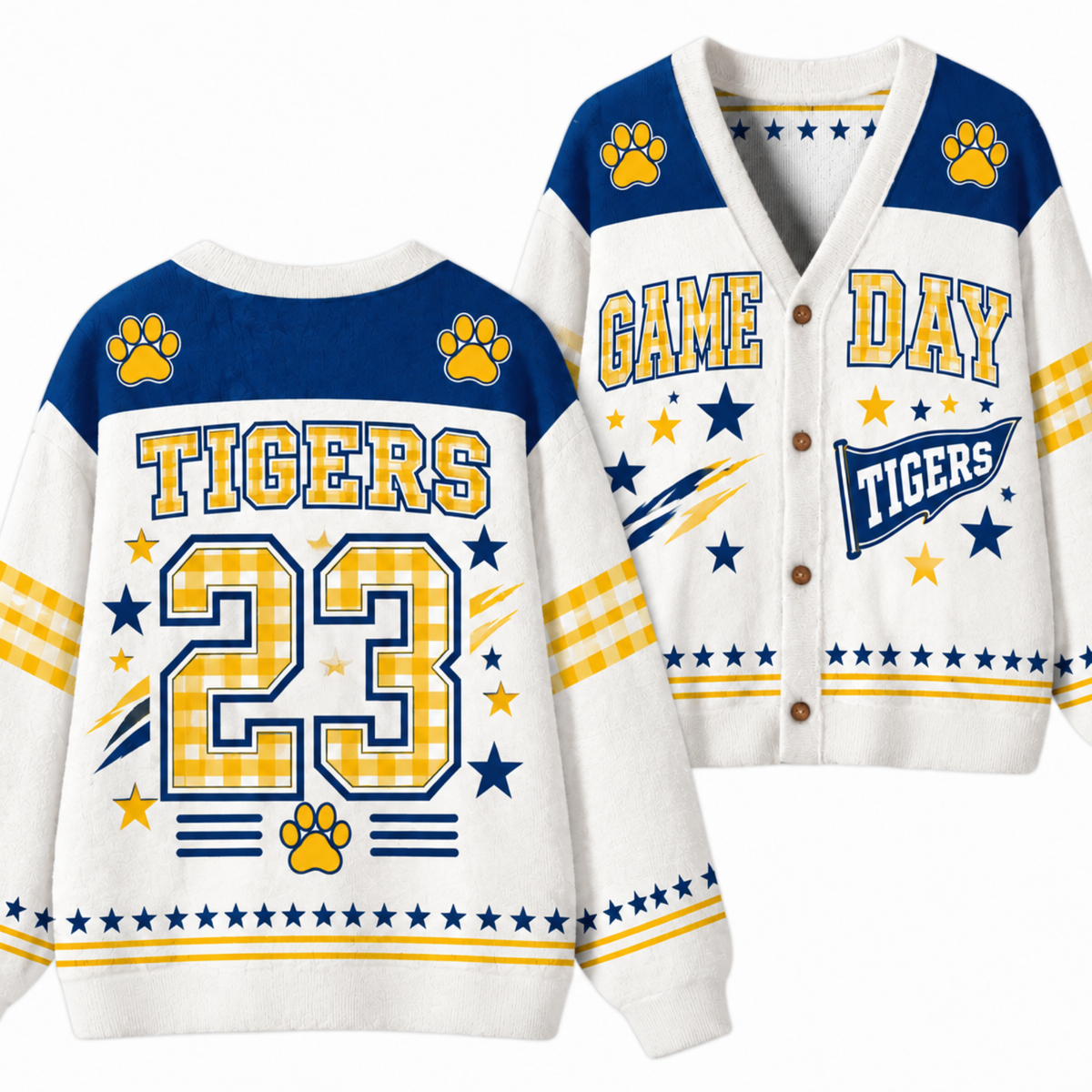 Chaotic Club Gingham Mascot Game Day Cardigan