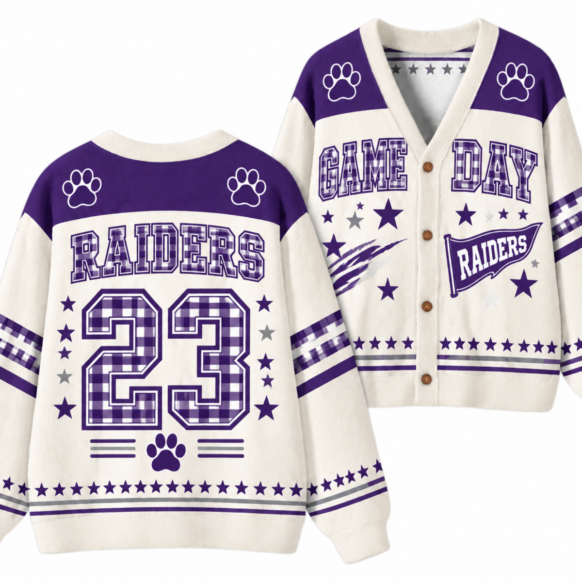 Chaotic Club Gingham Mascot Game Day Cardigan