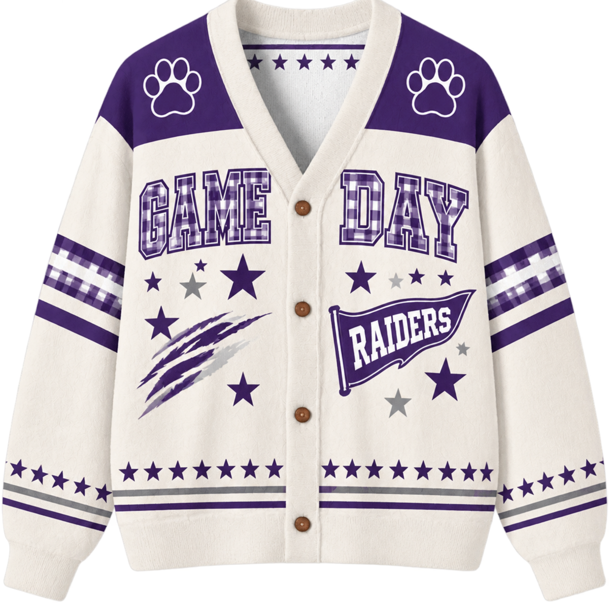 Chaotic Club Gingham Mascot Game Day Cardigan