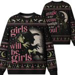 Chaotic Club Girls Will Be Girls Vintage Green Witch Ugly Sweatshirt