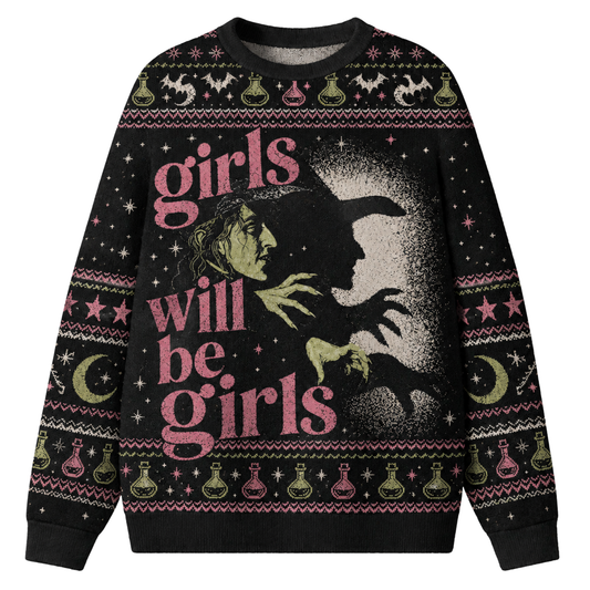 Chaotic Club Girls Will Be Girls Vintage Green Witch Ugly Sweatshirt