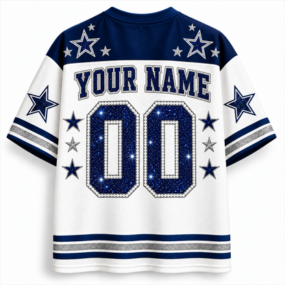 Chaotic Club Glitter Football Helmet Bow Game Day Sports Mesh Jersey