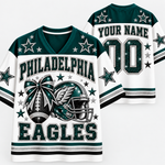 Chaotic Club Glitter Football Helmet Bow Game Day Sports Mesh Jersey