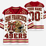 Chaotic Club Glitter Football Helmet Bow Game Day Sports Mesh Jersey