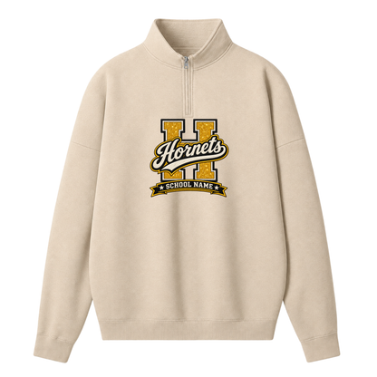 Chaotic Club Glitters Embroided Collegiate Custom School Name Tailgate Mascot Quarter Zip Sweater