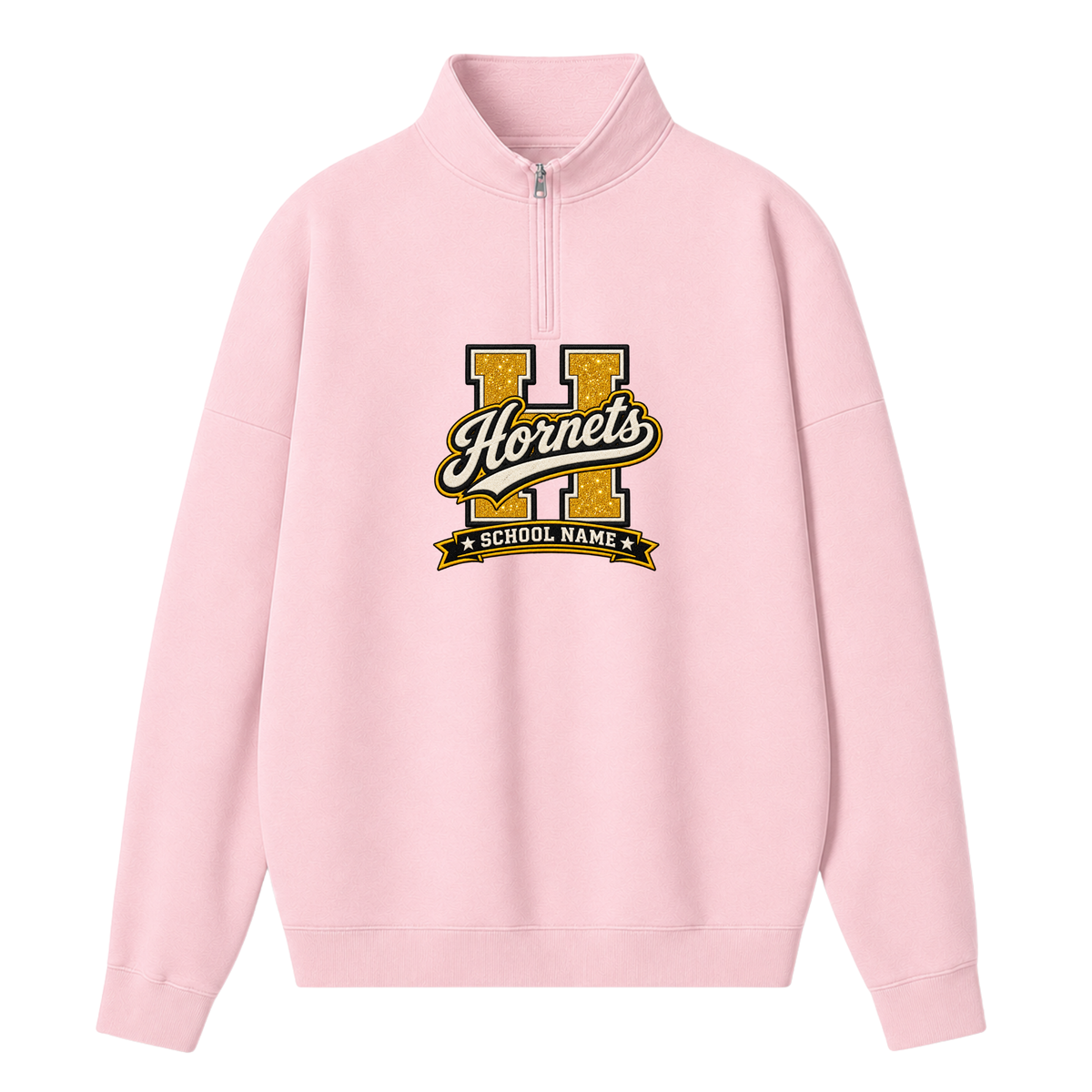 Chaotic Club Glitters Embroided Collegiate Custom School Name Tailgate Mascot Quarter Zip Sweater