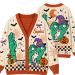 Chaotic Club Halloween SPED Teacher Boo In ASL Personalized Cardigan