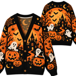 Chaotic Club Haunted House Pumpkin Ghost Knit Cardigan