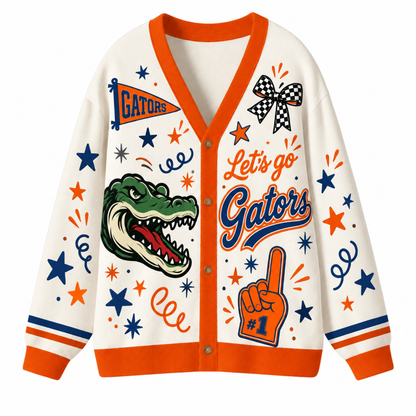Chaotic Club Mascot Cheer Game Day Knit Cardigan