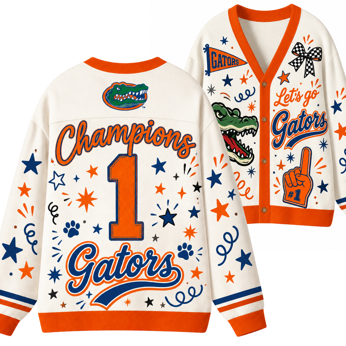Chaotic Club Mascot Cheer Game Day Knit Cardigan