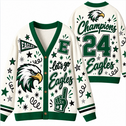 Chaotic Club Mascot Cheer Game Day Knit Cardigan