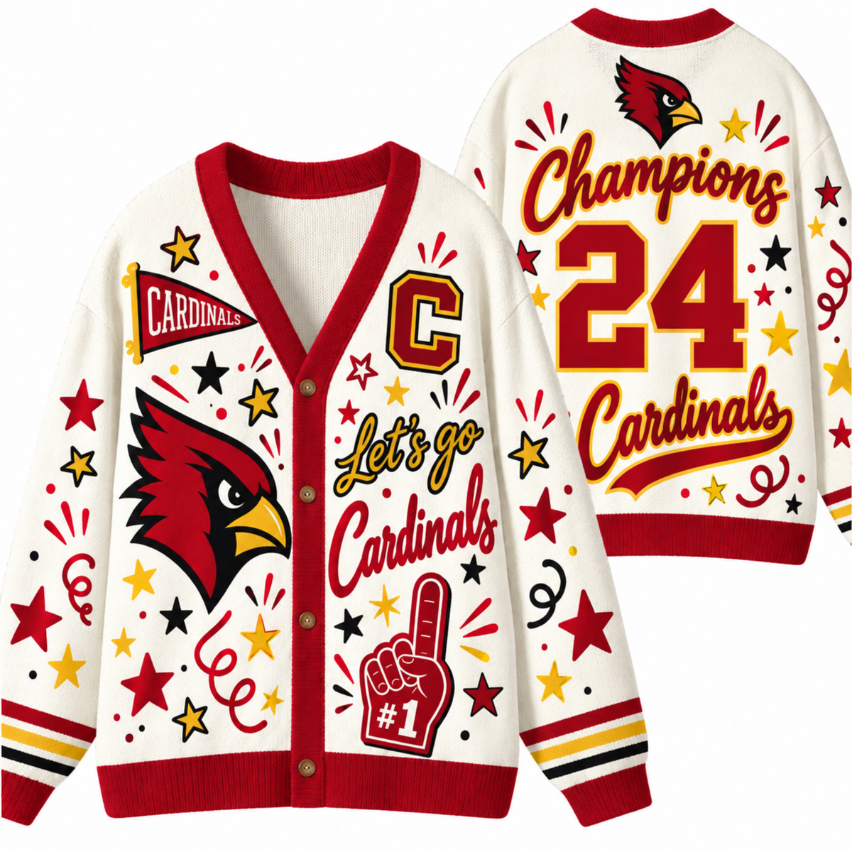 Chaotic Club Mascot Cheer Game Day Knit Cardigan