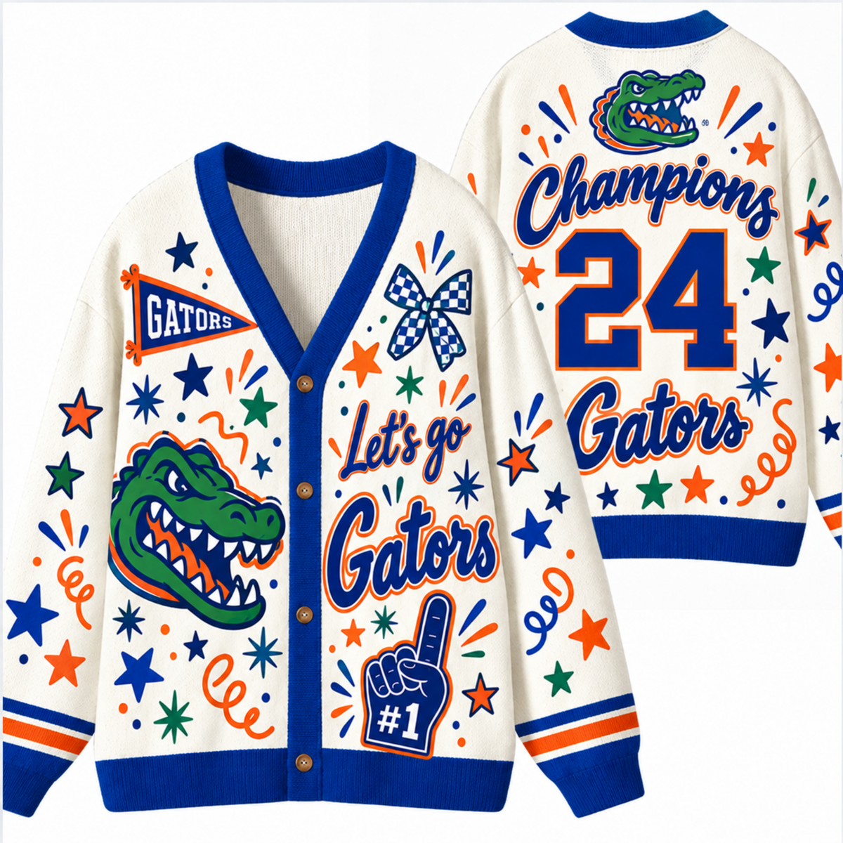 Chaotic Club Mascot Cheer Game Day Knit Cardigan