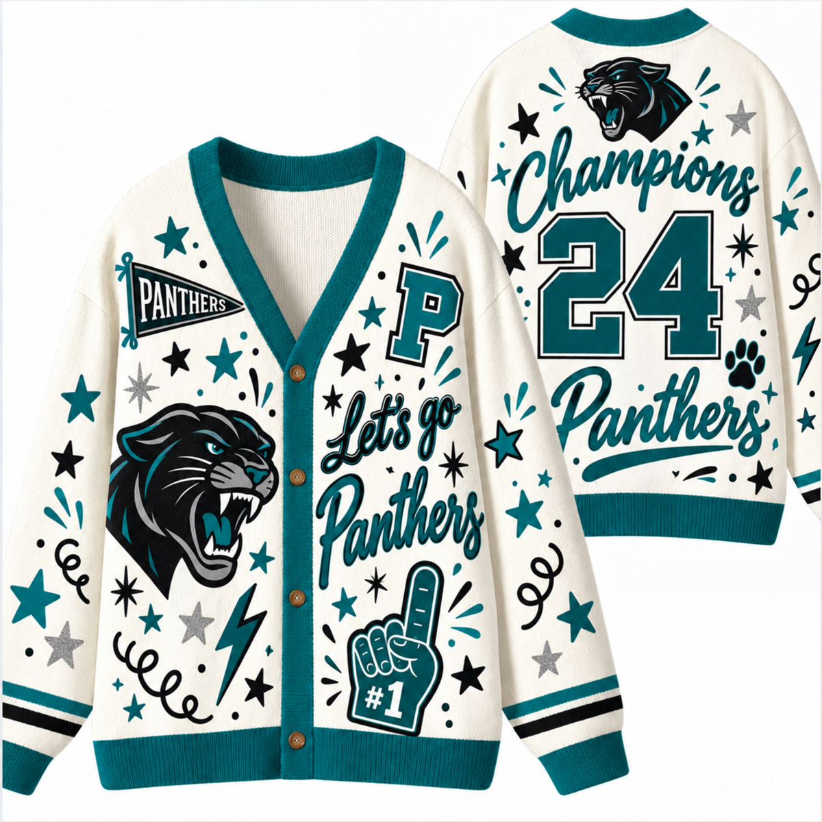 Chaotic Club Mascot Cheer Game Day Knit Cardigan