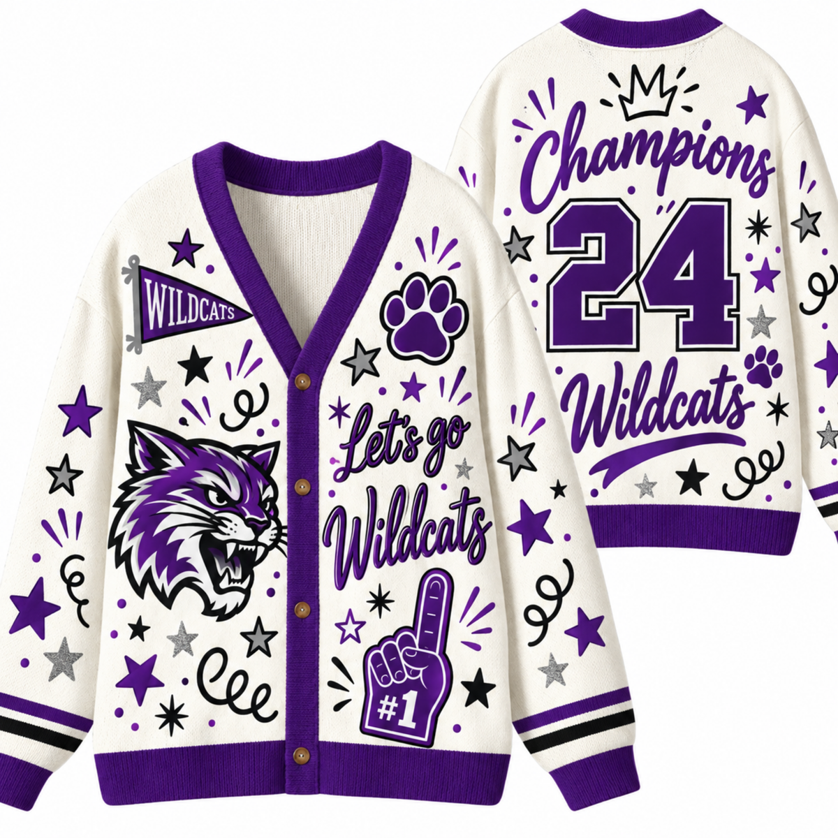 Chaotic Club Mascot Cheer Game Day Knit Cardigan