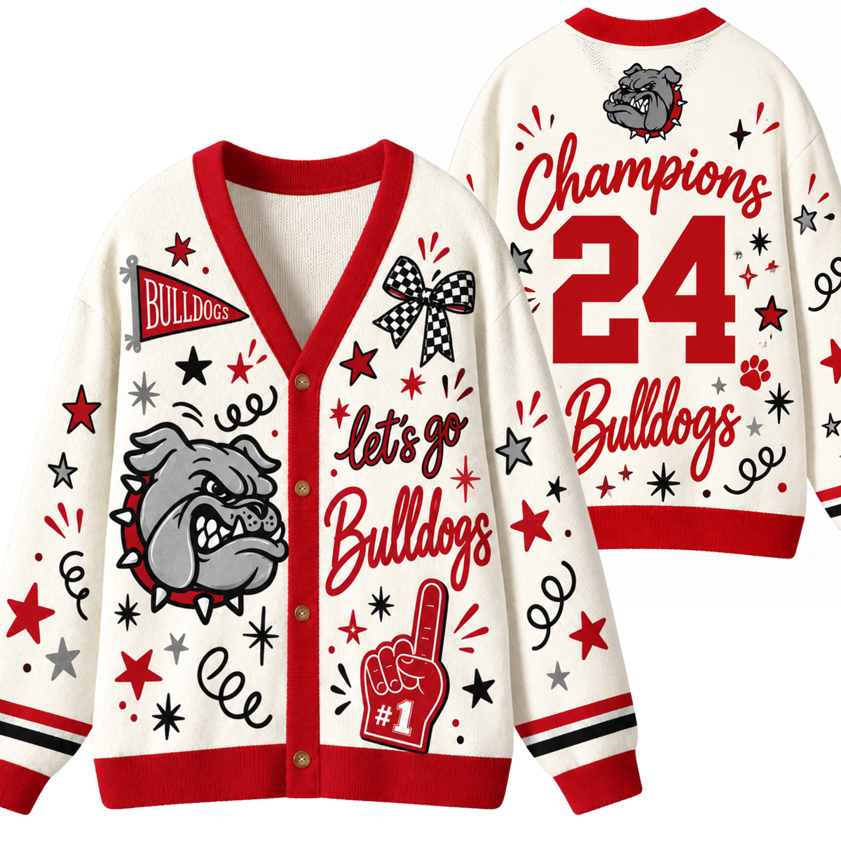 Chaotic Club Mascot Cheer Game Day Knit Cardigan