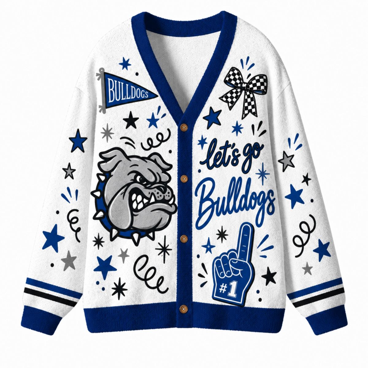 Chaotic Club Mascot Cheer Game Day Knit Cardigan