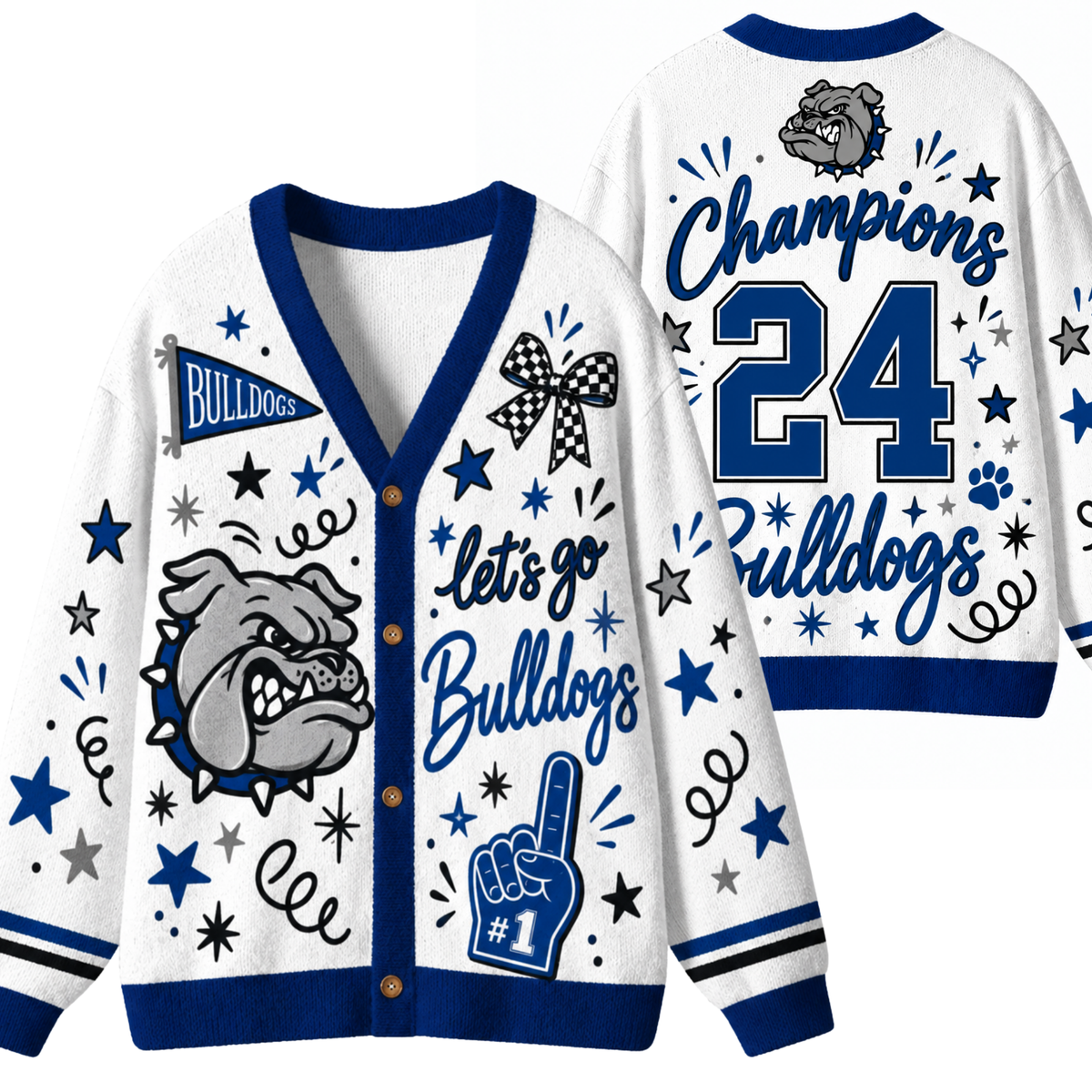 Chaotic Club Mascot Cheer Game Day Knit Cardigan
