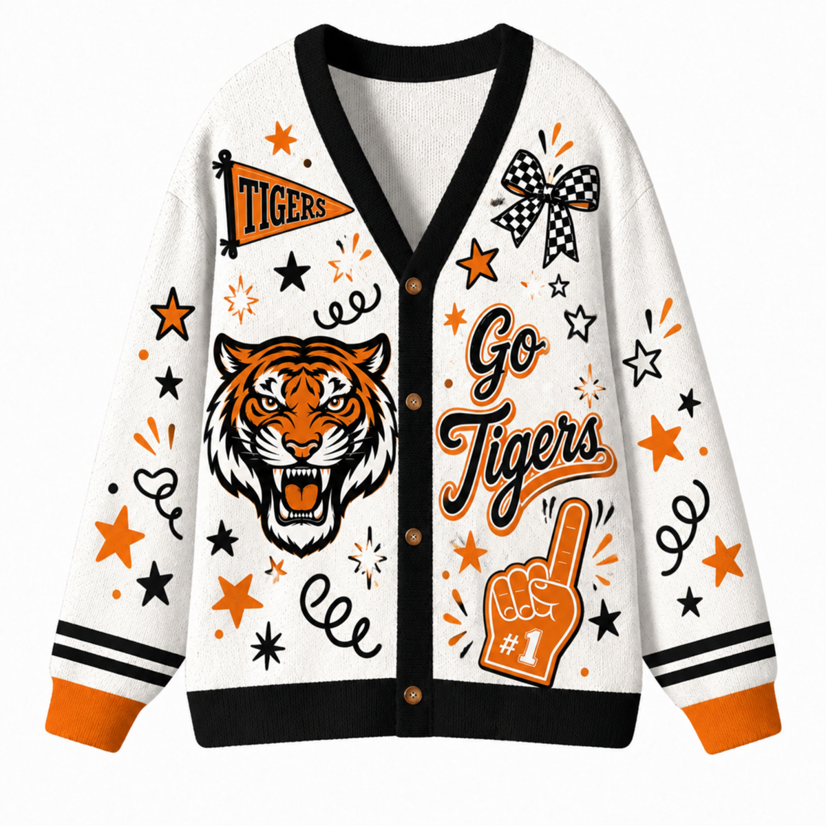 Chaotic Club Mascot Cheer Game Day Knit Cardigan