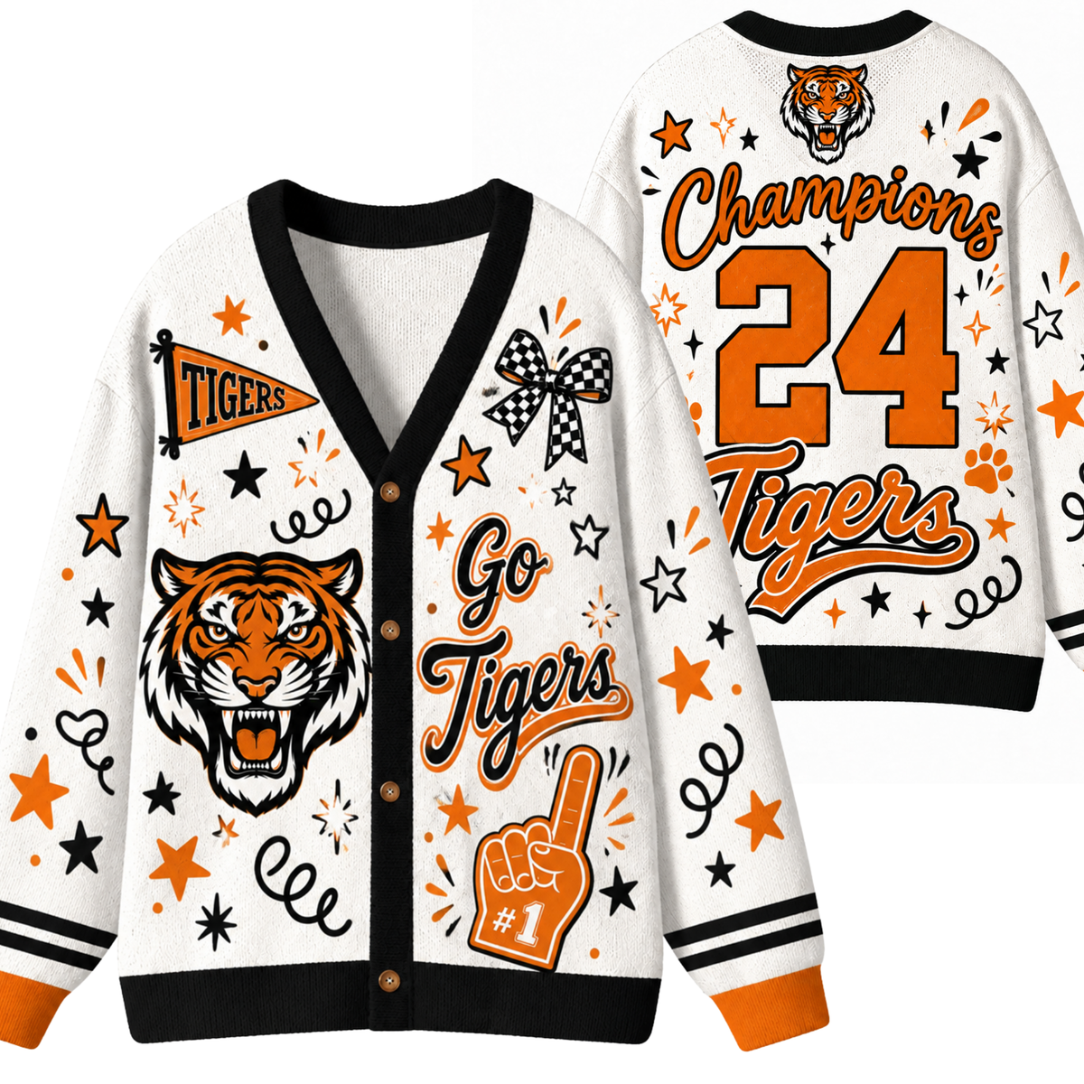 Chaotic Club Mascot Cheer Game Day Knit Cardigan