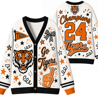 Chaotic Club Mascot Cheer Game Day Knit Cardigan