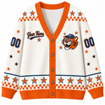 Chaotic Club Mascot Star Checkered Game Day Knit Cardigan