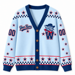 Chaotic Club Mascot Star Checkered Game Day Knit Cardigan