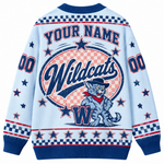 Chaotic Club Mascot Star Checkered Game Day Knit Cardigan