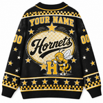 Chaotic Club Mascot Star Checkered Game Day Knit Cardigan