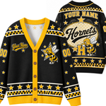 Chaotic Club Mascot Star Checkered Game Day Knit Cardigan