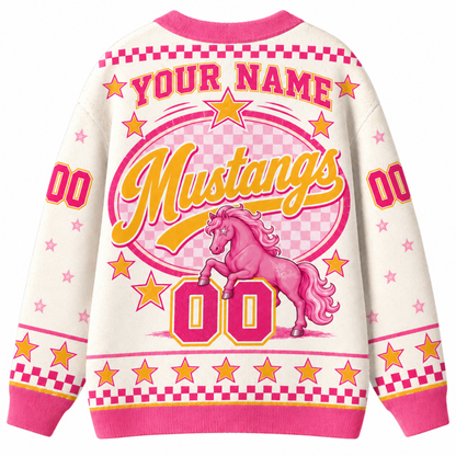 Chaotic Club Mascot Star Checkered Game Day Knit Cardigan