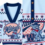 Chaotic Club Mascot Star Checkered Game Day Knit Cardigan