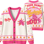 Chaotic Club Mascot Star Checkered Game Day Knit Cardigan